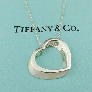 Tiffany & Co. Sterling Silver 3/4" Geometric Heart Pendant 16" Chain Necklace